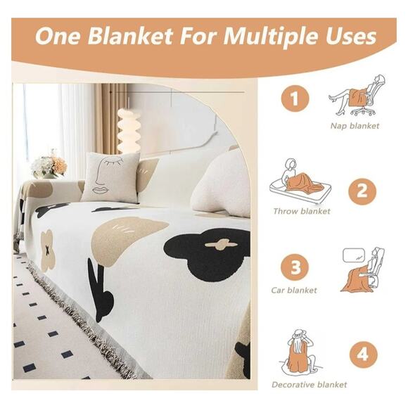 Boho Couch Cover Xl 118 In X 73 In Couch Sofa Non Slip Thick Chenille New - Picture 4 of 8